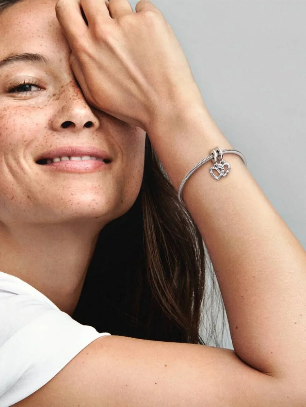 Pandora Linked Sister Hearts Split Dangle Charm - Picture 5 of 5